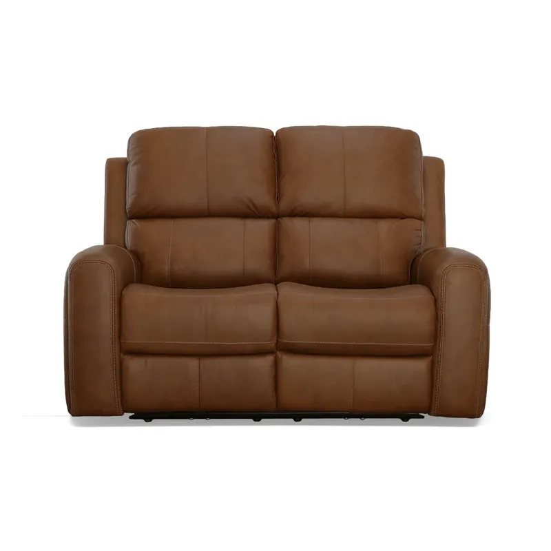 Flexsteel Linden Caramel Leather Power Reclining Loveseat