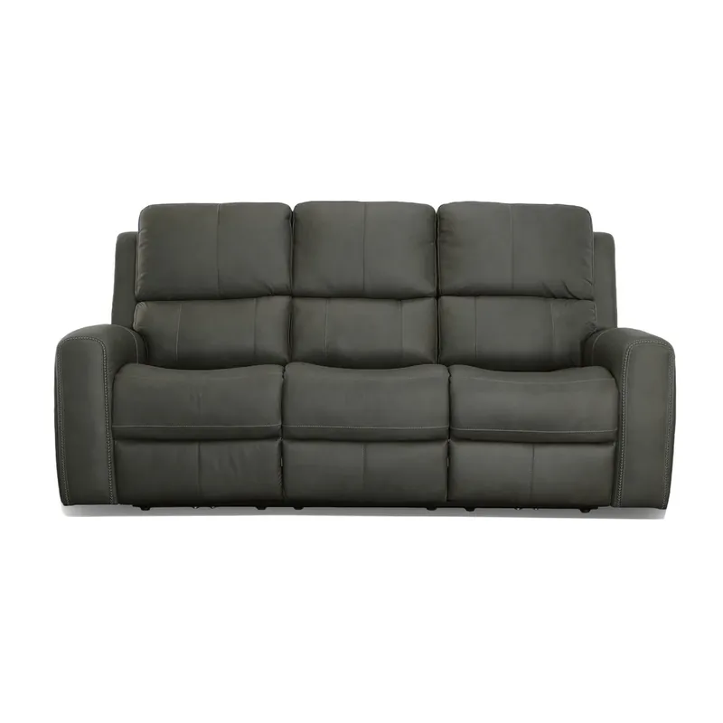 Flexsteel Linden Charcoal Leather Power Reclining Sofa