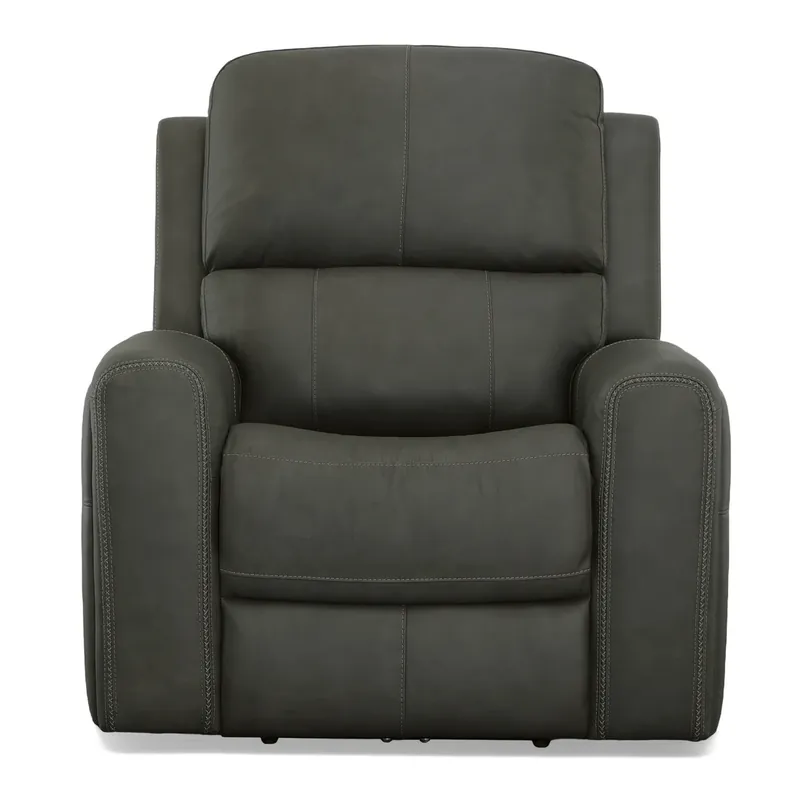 Flexsteel Linden Charcoal Leather Power Recliner
