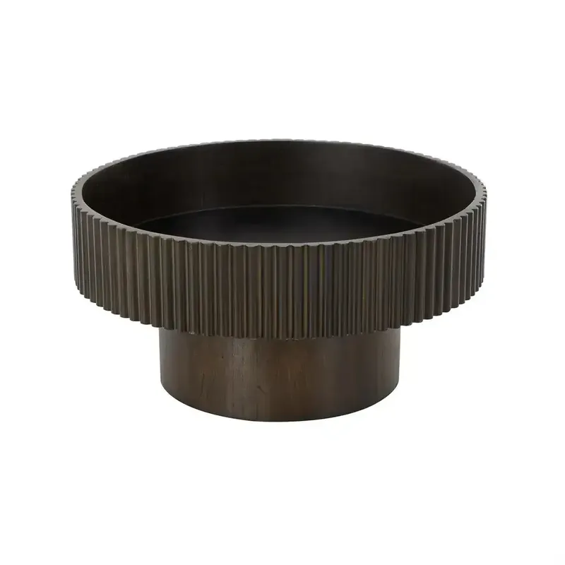 Deco Marché 14-Inch Dark Brown Ribbed Deco Bowl