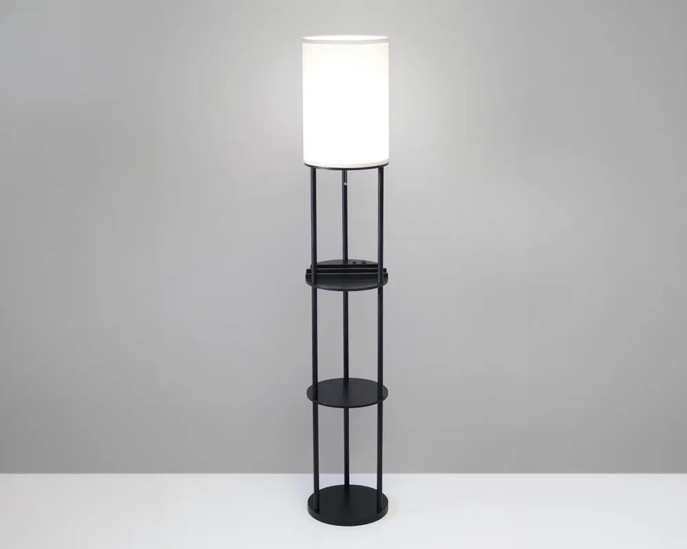 Adesso Inc. Charging Station Floor Lamp with Shelves