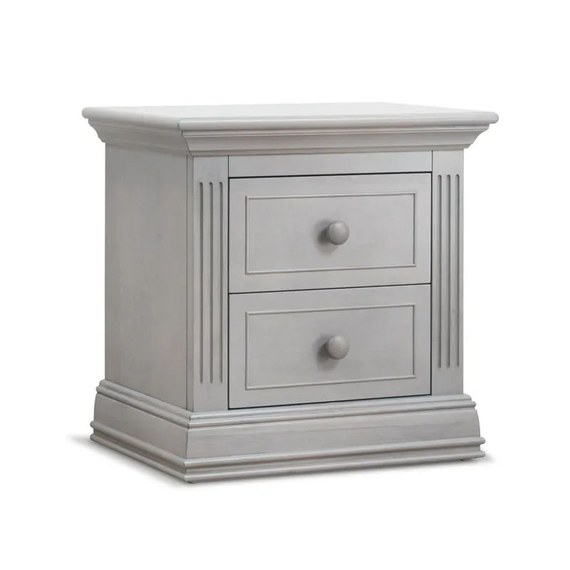 C&T Int'l Providence 2-Drawer Nightstand in Stone Gray