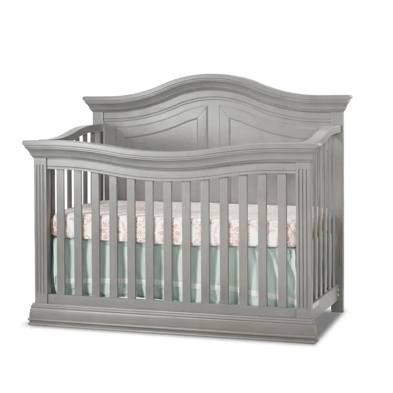 C&T Int'l Providence 4-in-1 Convertible Crib in Stone Gray