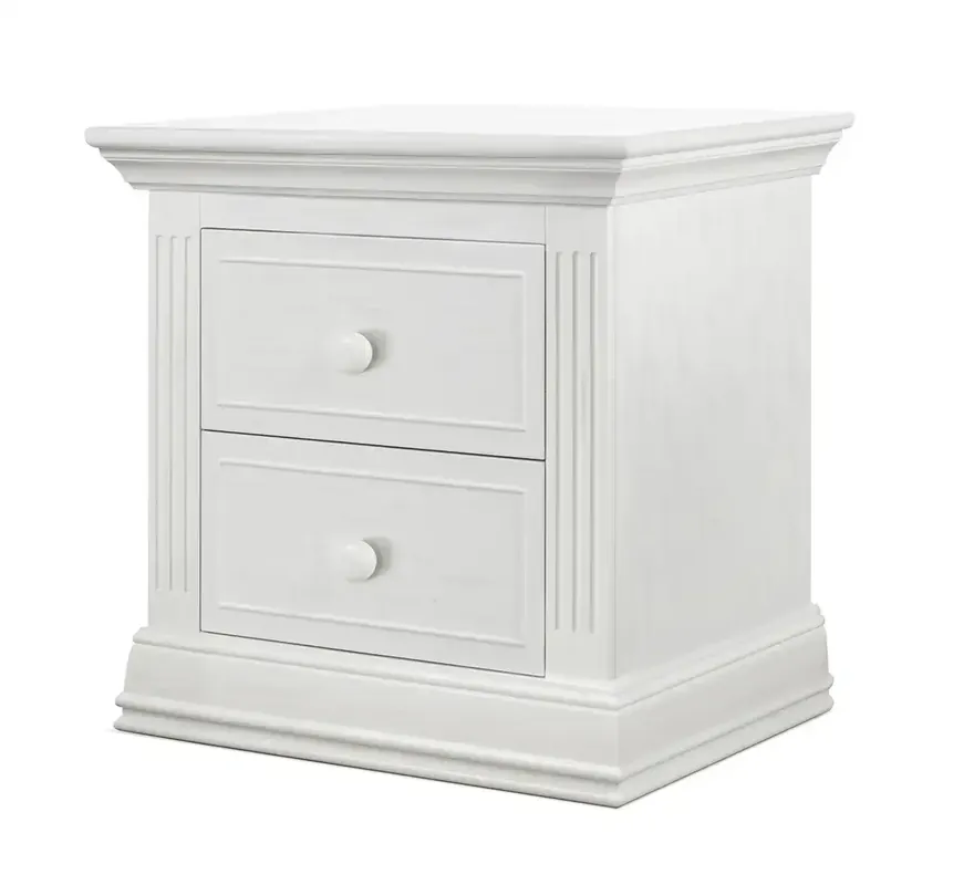 C&T Int'l Providence 2-Drawer Nightstand in Vintage White