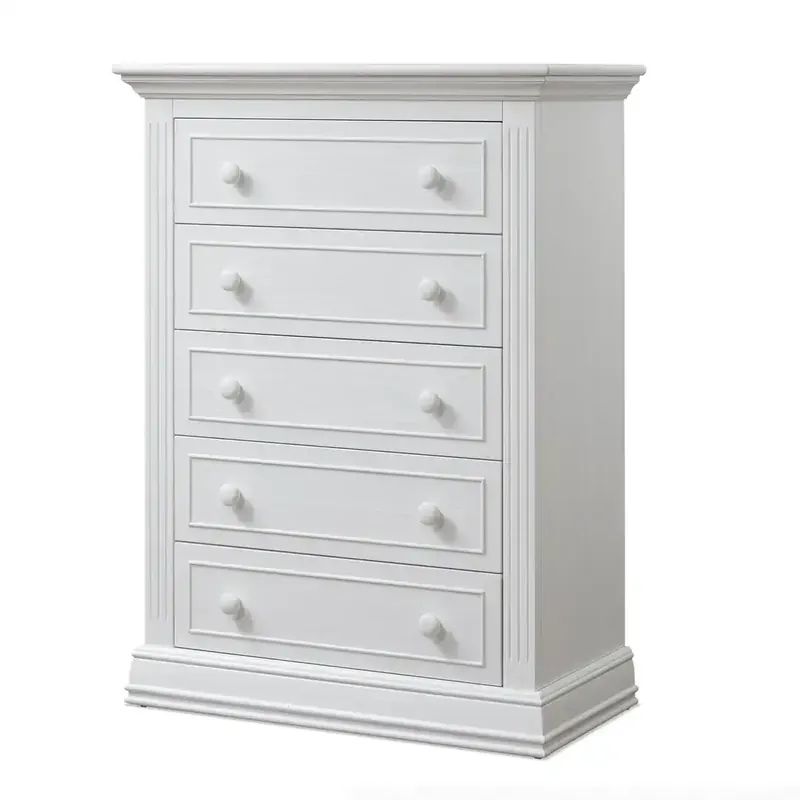 C&T Int'l Providence 5-Drawer Chest in Vintage White