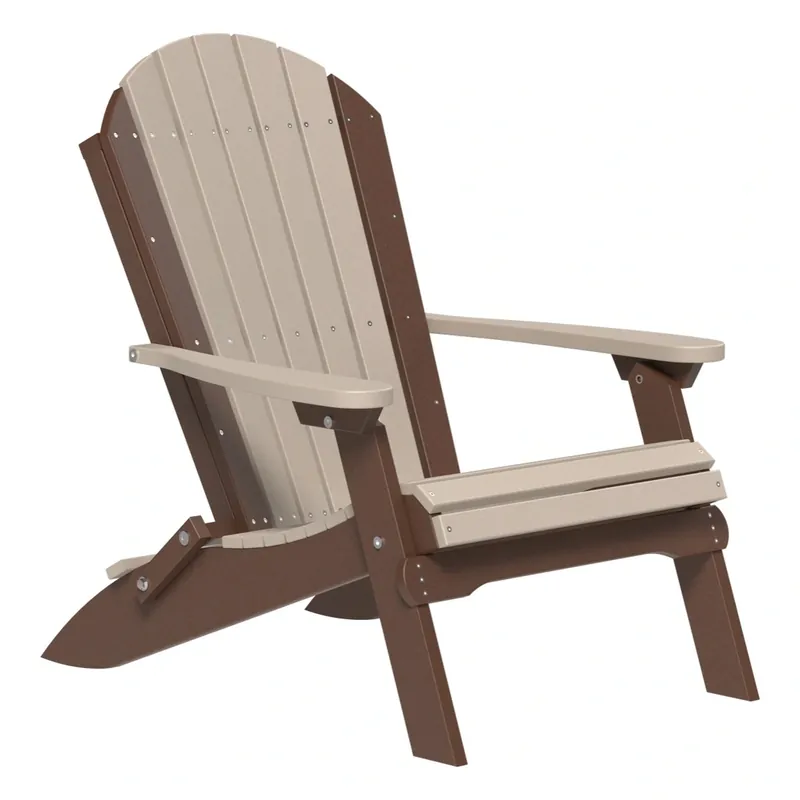 Amish Outdoors Weatherwood/Chestnut Folding Adirondack Chair