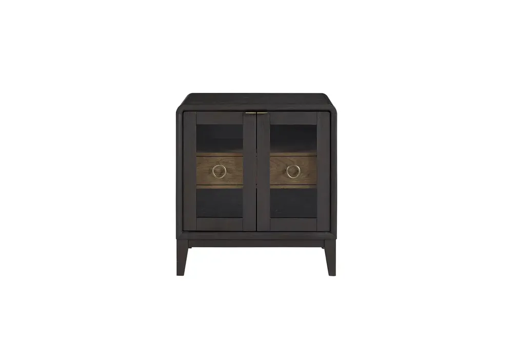 Bernards Furniture Elure Peppercorn Glass Door Nightstand