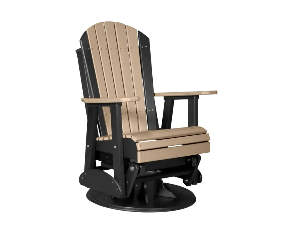 Amish Outdoors Weatherwood/Black Adirondack Swivel Glider Chair