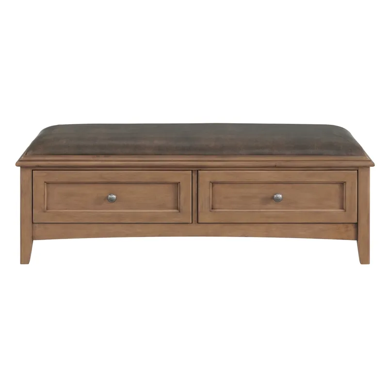 Whittier Wood McKenzie Pecan Bedroom Storage Bench