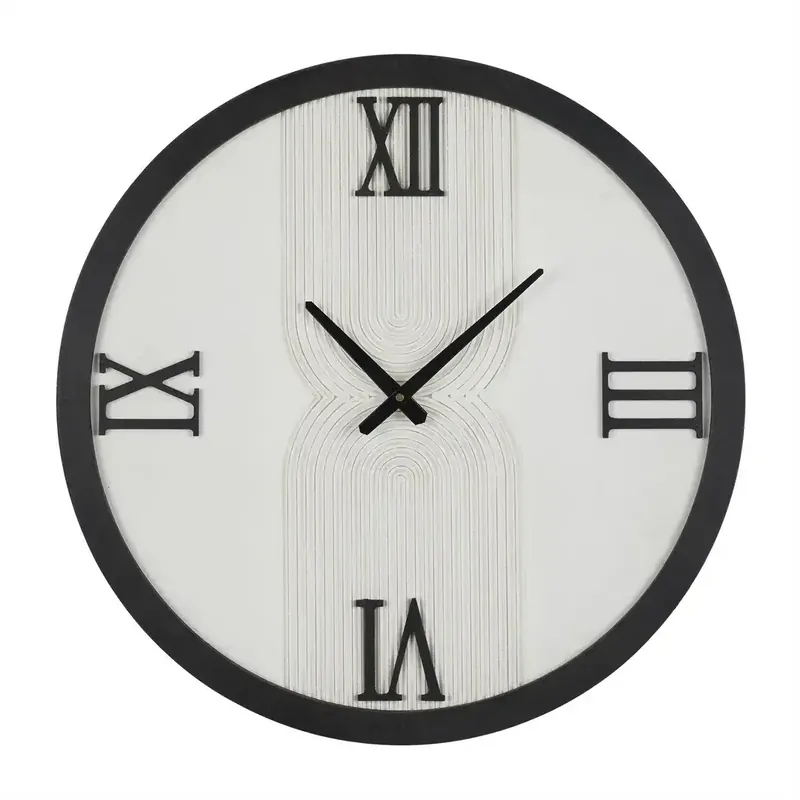 Deco Marché 24" White Wood Geometric Art Wall Clock