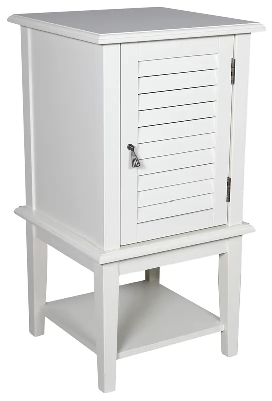 Powell White Shutter Door Storage Accent Table