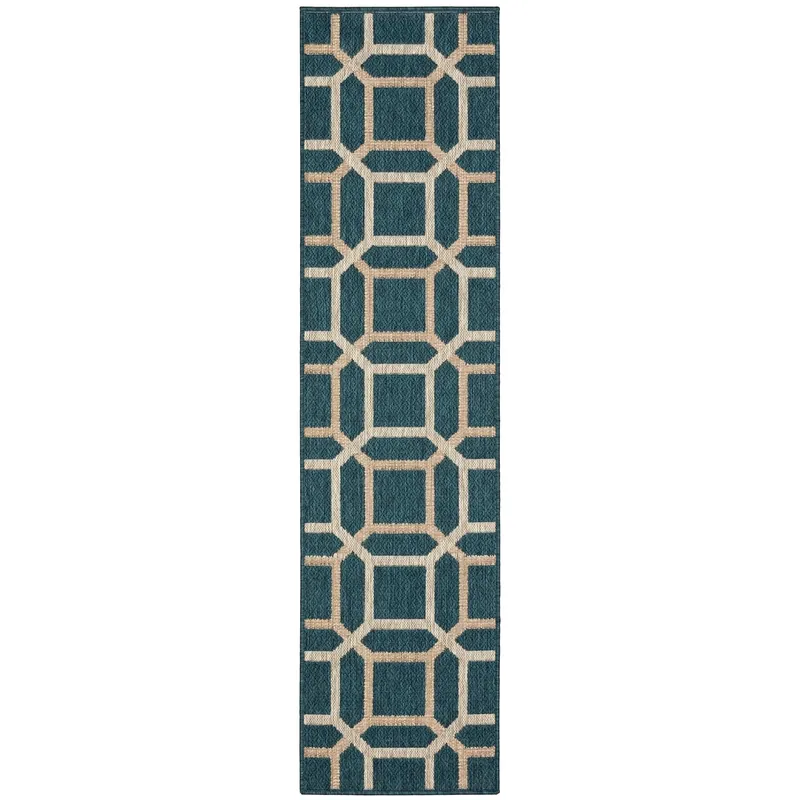 Sphinx Latitude Outdoor Runner Rug in Teal - 1.10 x 7.6