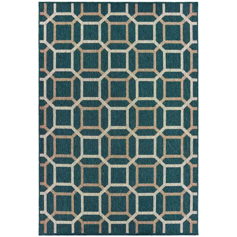 Sphinx Latitude Outdoor Rug in Teal - 7.10 x 10
