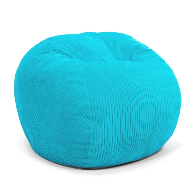 Cordaroy's Cyan Plush Corduroy Queen Convertible Bean Bag Bed
