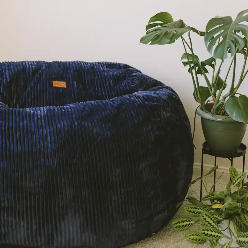 Cordaroy's Indigo Plush Corduroy Queen Convertible Bean Bag Bed