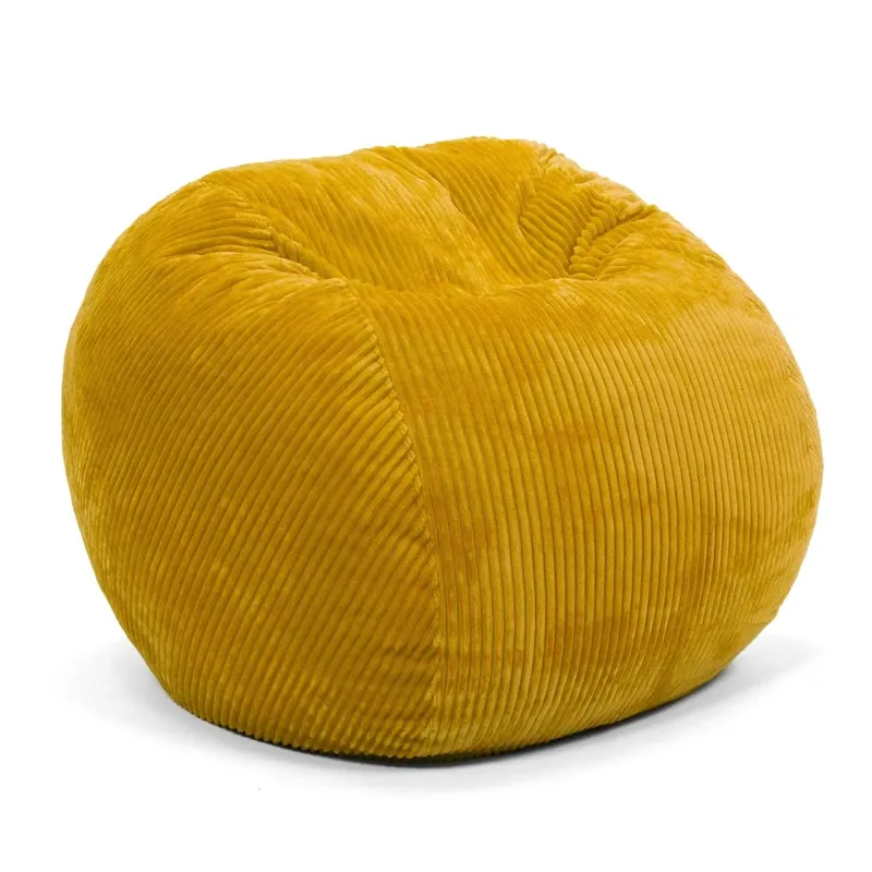 Cordaroy's Saffron Plush Corduroy Queen Convertible Bean Bag Bed