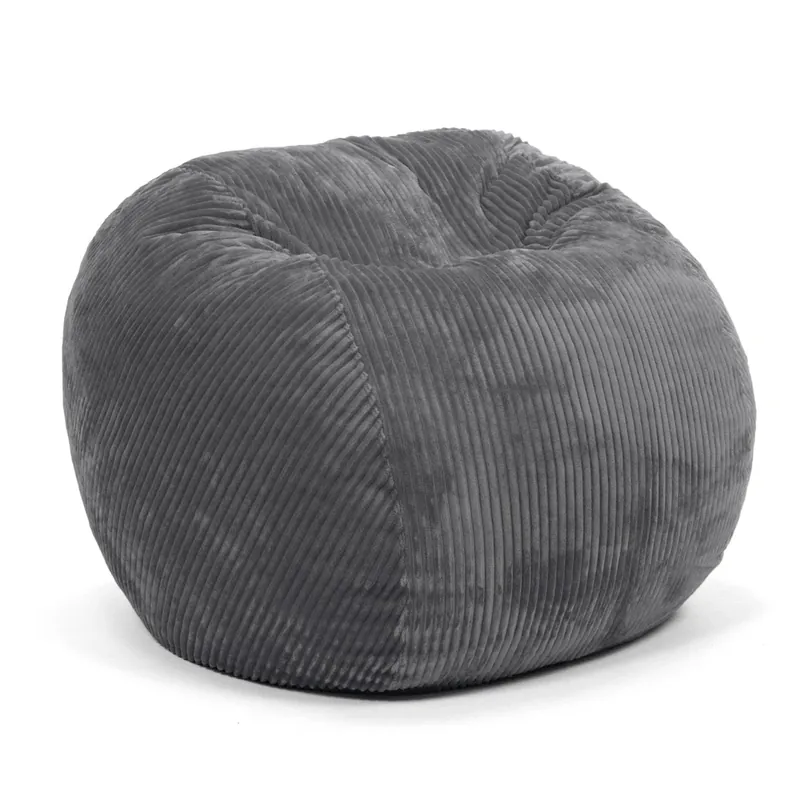 Cordaroy's Gray Plush Corduroy Queen Convertible Bean Bag Bed