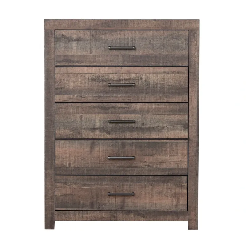 Elements Int'l Bailey Warm Walnut 5-Drawer Chest
