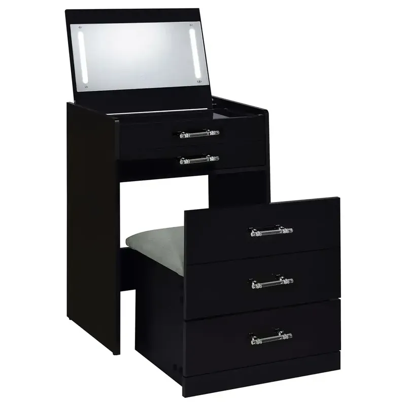 Elements Int'l Irvine Black Mini Vanity with Stool