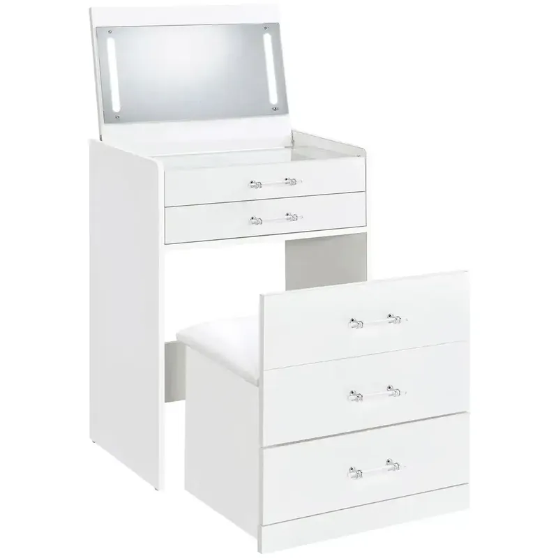 Elements Int'l Irvine White Mini Vanity with Stool