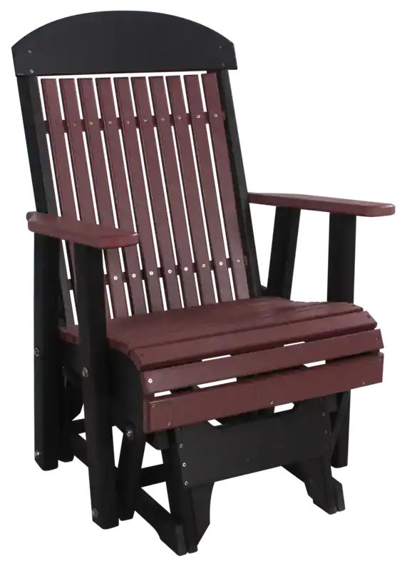 Amish Outdoors Classic High-Back Cherry/Black Adirondack Glider Chair