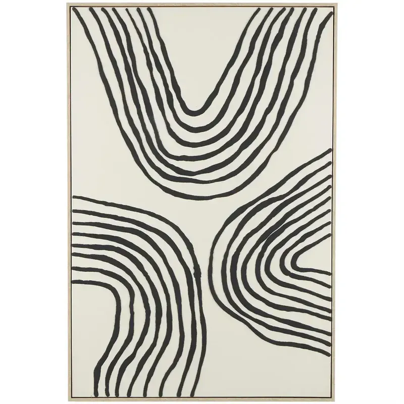 Deco Marché Black Wavy Lines with Frame