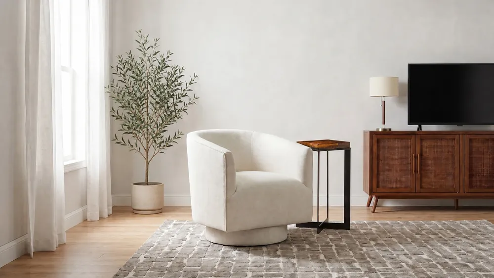 Emerald Home Brylee White Swivel Chair