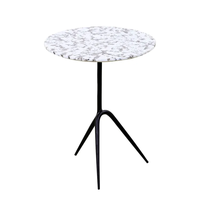 Home Trends and Design Sperre Alaska White Marble Accent Table