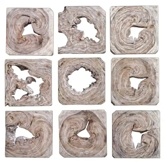 Uttermost Bahati Whitewashed Wood Wall Art (Set of 9)