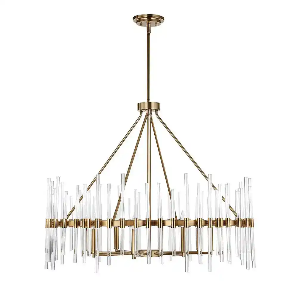 Uttermost Crystal 8-Light Chandelier in Warm Brass