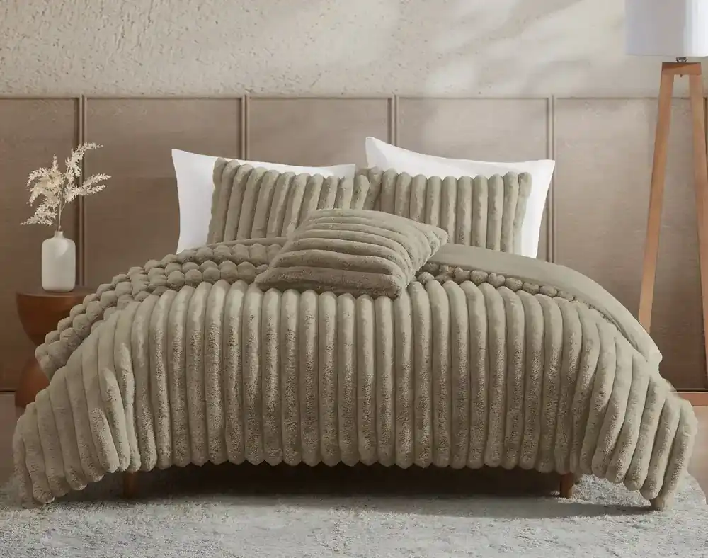 Hallmart Ethan Taupe 4-Piece Queen Comforter Set