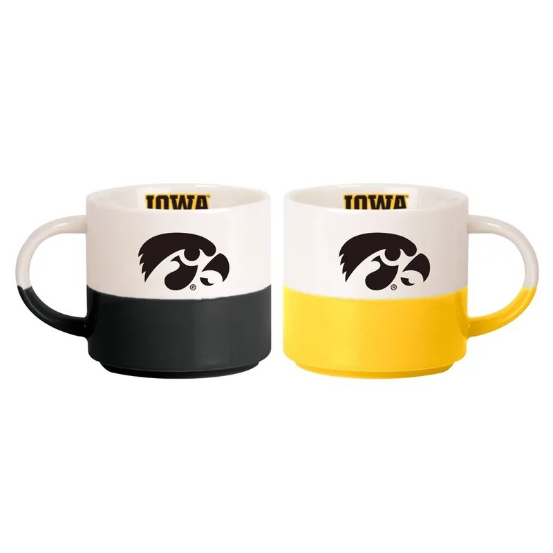 Logo Brands Iowa Hawkeyes 15-Ounce Mug Set in Black/Gold - Set of 2