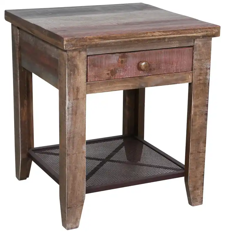 Int'l Furniture Antique End Table in Red/Green/Brown
