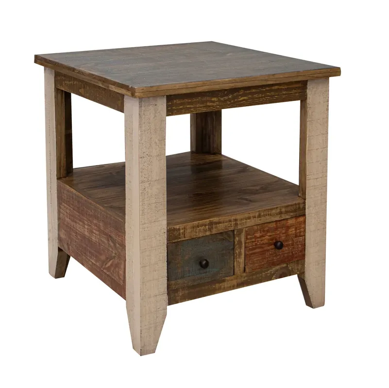 Int'l Furniture Antique End Table in Red/Brown
