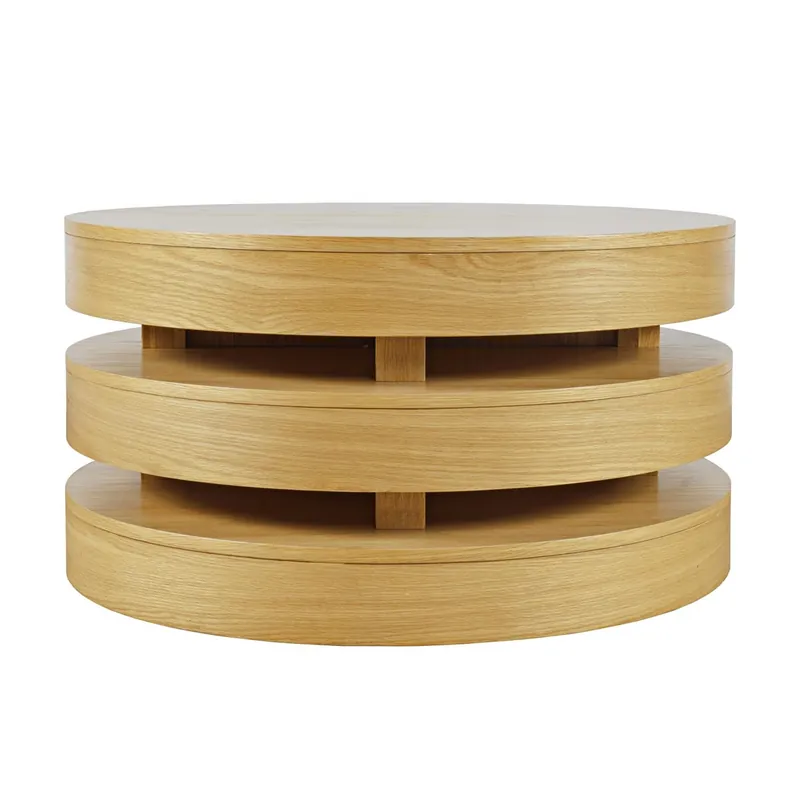 Jofran Brix Oak Floating Sculpture Round Coffee Table