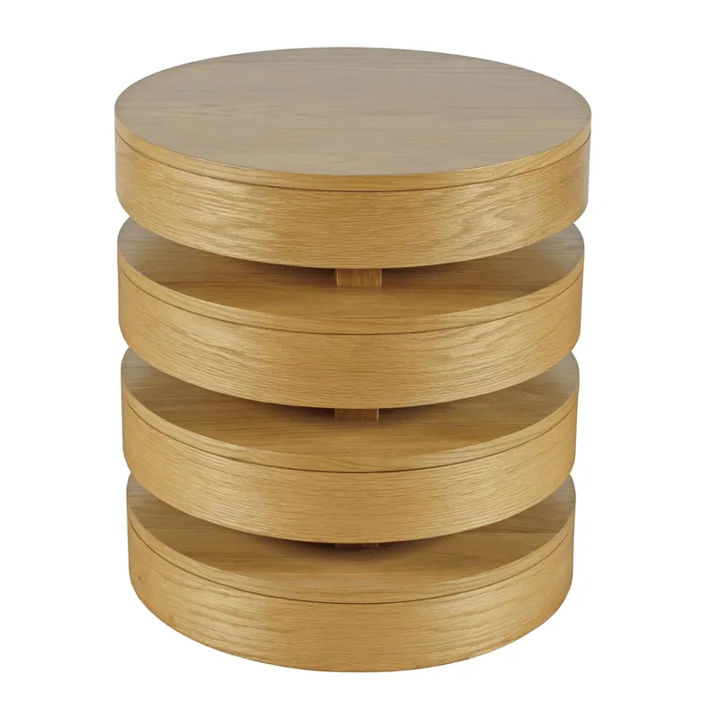 Jofran Brix Oak Floating Sculpture Round End Table