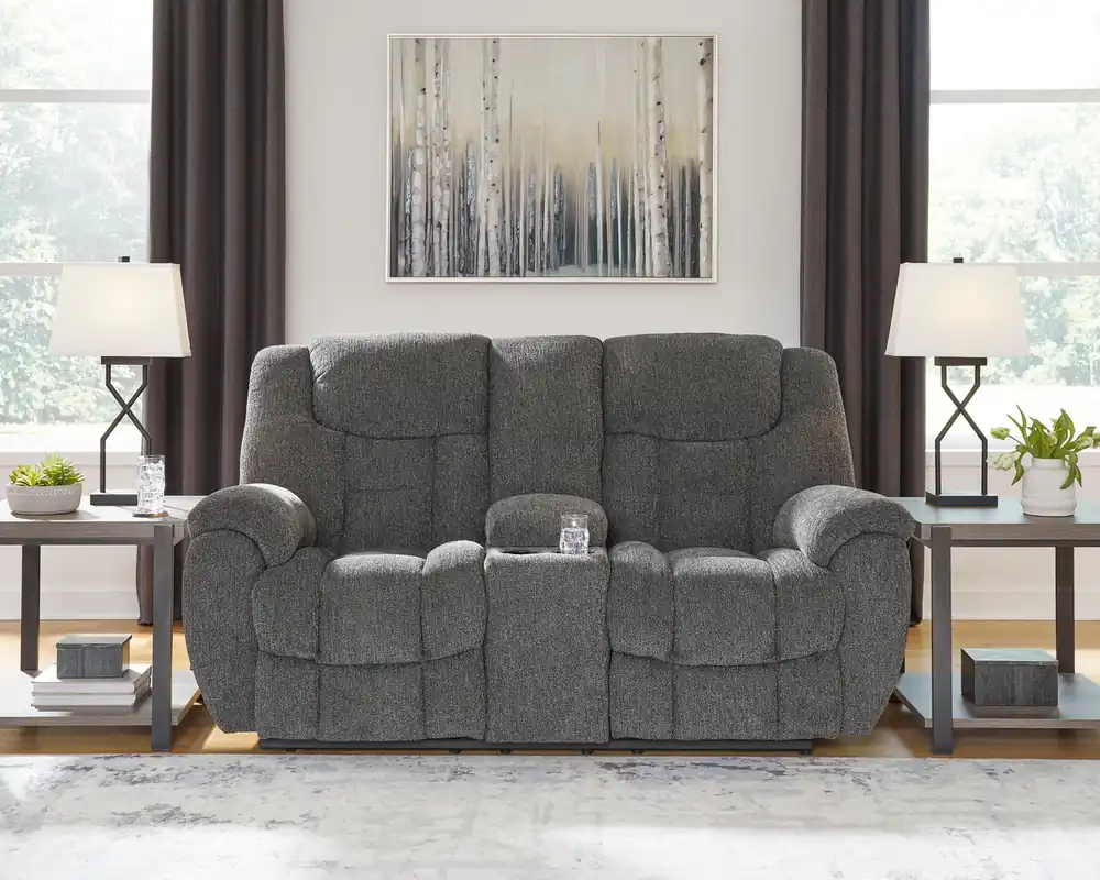 Ashley Foreside Charcoal Reclining Loveseat