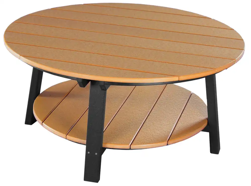 Amish Outdoors Deluxe Cedar/Black Round Adirondack Coffee Table