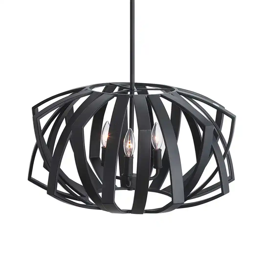 Uttermost Thales Matte Black 3-Light Pendant Light