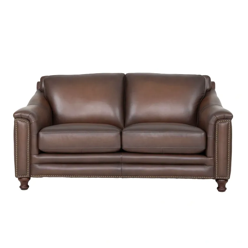 Hydeline Belfast Brown Leather Loveseat