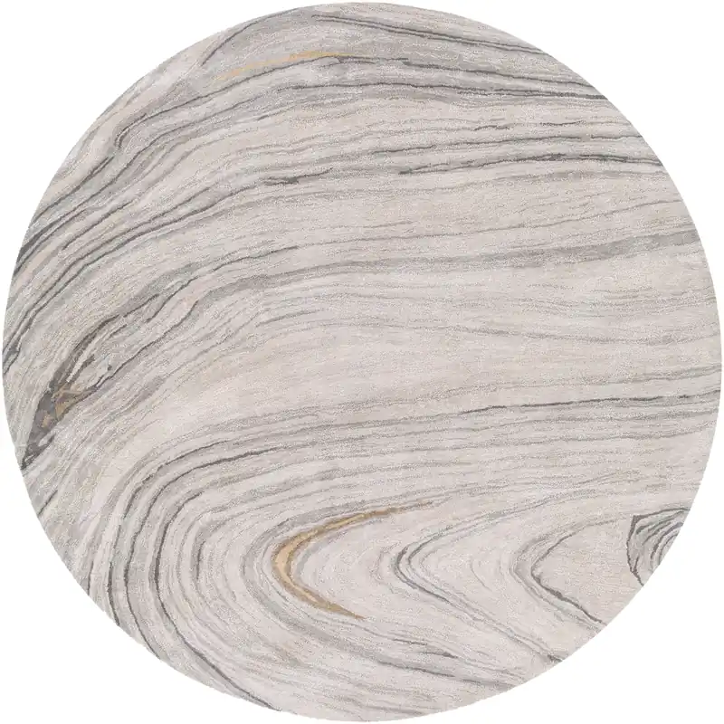 Surya Carpets Kavita Round Rug in Light Gray and Ivory 8-Foot