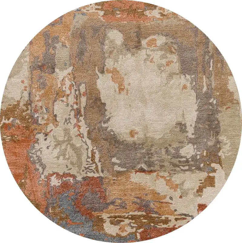 Surya Carpets Kavita Round Rug in Orange and Tan 8-Foot