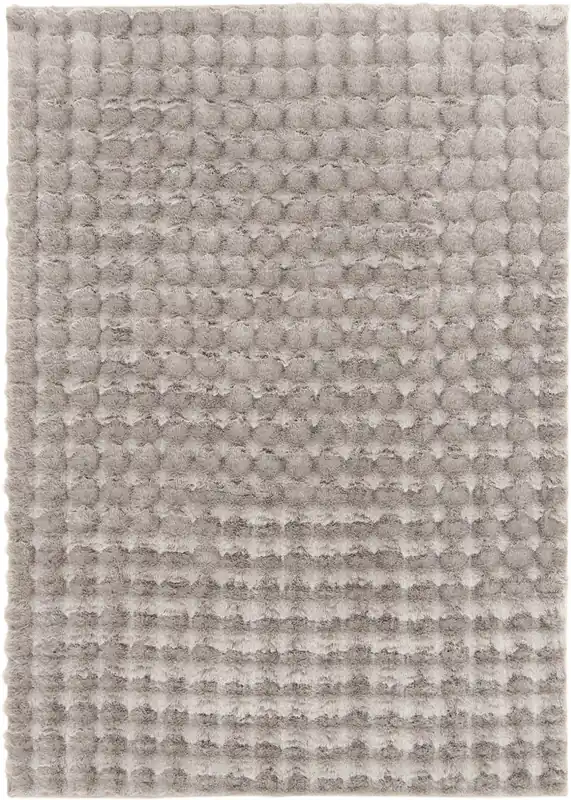 Central Oriental Bebel Rug in Gray Faux Fur Shag - 5 x 7