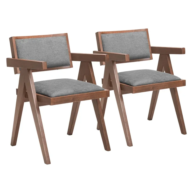 Zuo Modern Delhi Collection Dining Chair Gray/Walnut - Set of 2