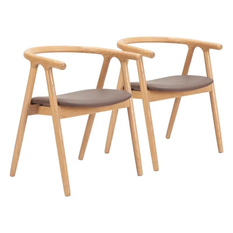 Zuo Modern Peker Collection Dining Chairs Brown/Natural - Set of 2
