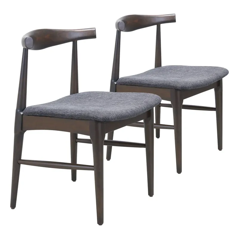 Zuo Modern Tuzka Collection Dining Chairs in Gray/Espresso - Set of 2