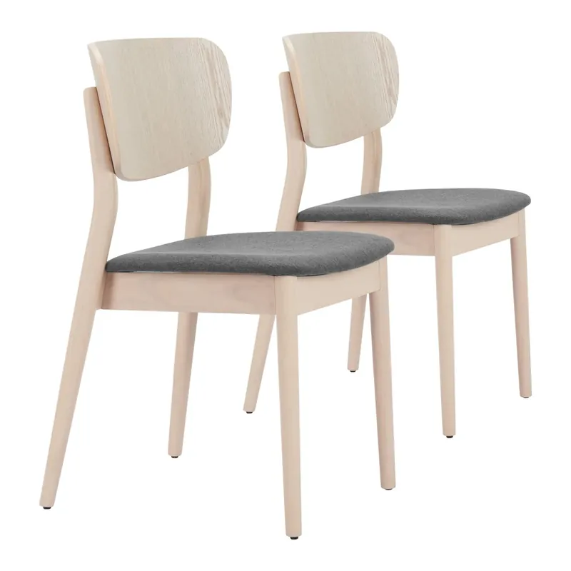 Zuo Modern Kellua Collection Dining Chairs Gray/Natural - Set of 2
