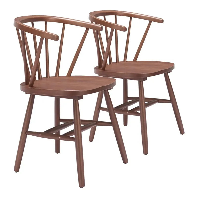 Zuo Modern Stenger Collection Dining Chairs in Walnut - Set of 2