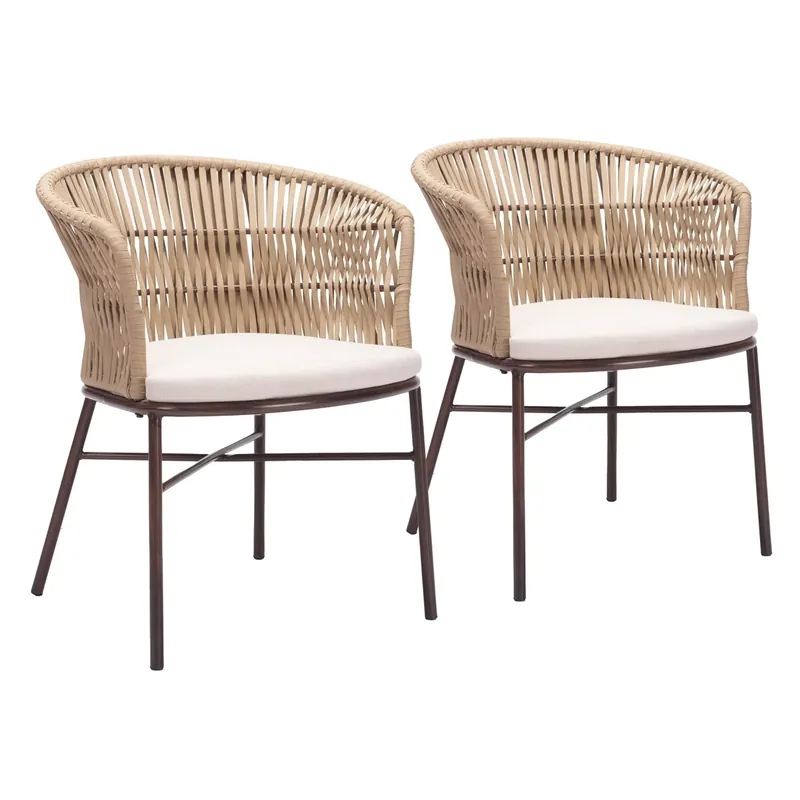 Zuo Modern Freycinet Outdoor Collection Dining Chairs Natural - Set of 2