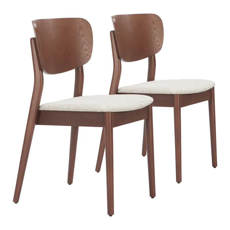 Zuo Modern Kellua Collection Dining Chairs Beige/Walnut - Set of 2